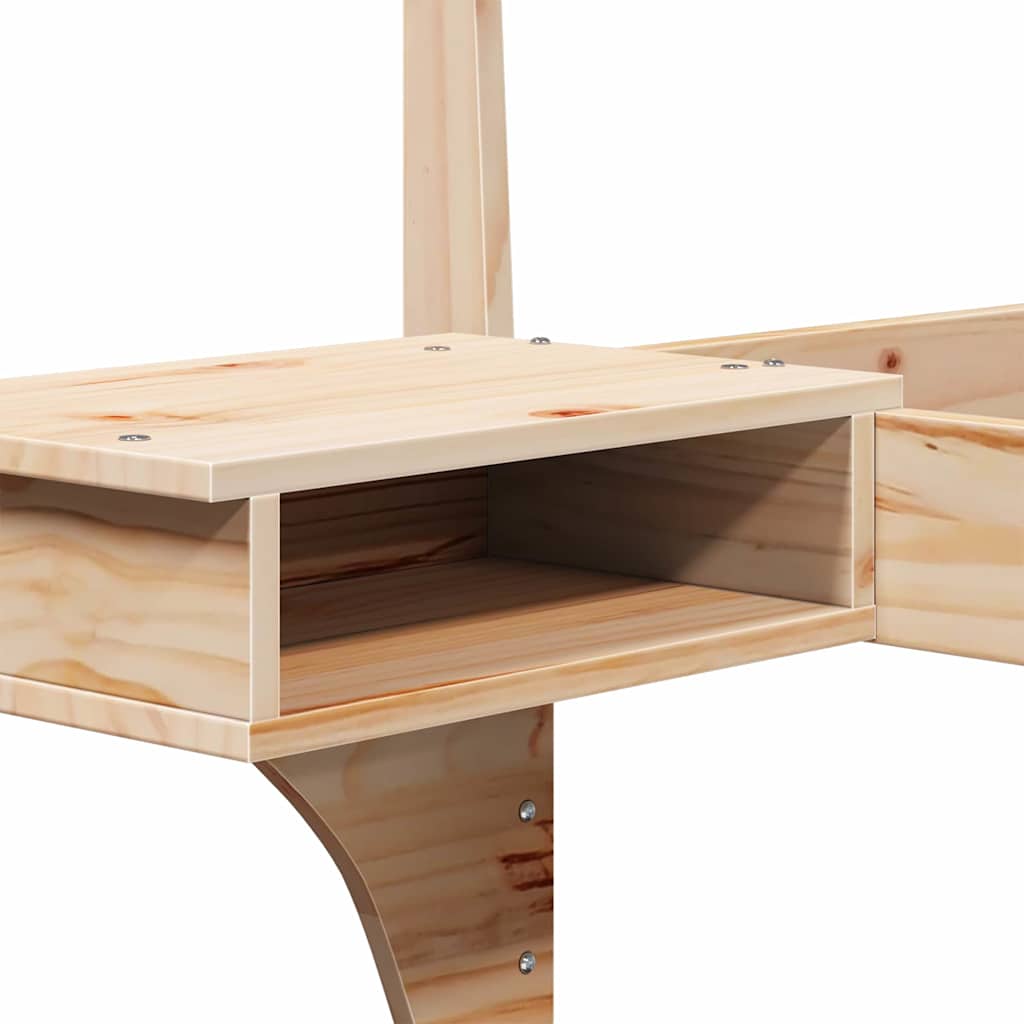 Bettgestell mit Nachttischen Braun Massivholz Kiefer